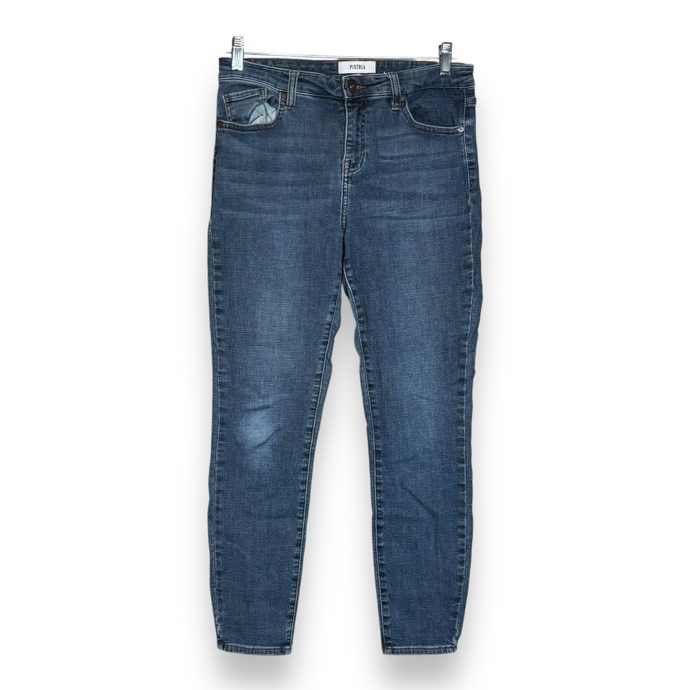 Pistola Womens Cotton Denim Five Pocket High-Rise‎ Straight Jeans Blue Size 29